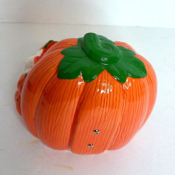 Vintage Russ Halloween Ceramic Pumpkin Ghosts Motion Activated Candy Dish - Picture 7 of 8